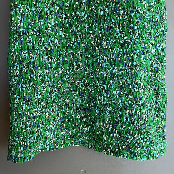 RHODE Jasmine Dress Green Floral Smocked Mini Dress Size Large Bodycon Sexy Cute - Picture 6 of 16